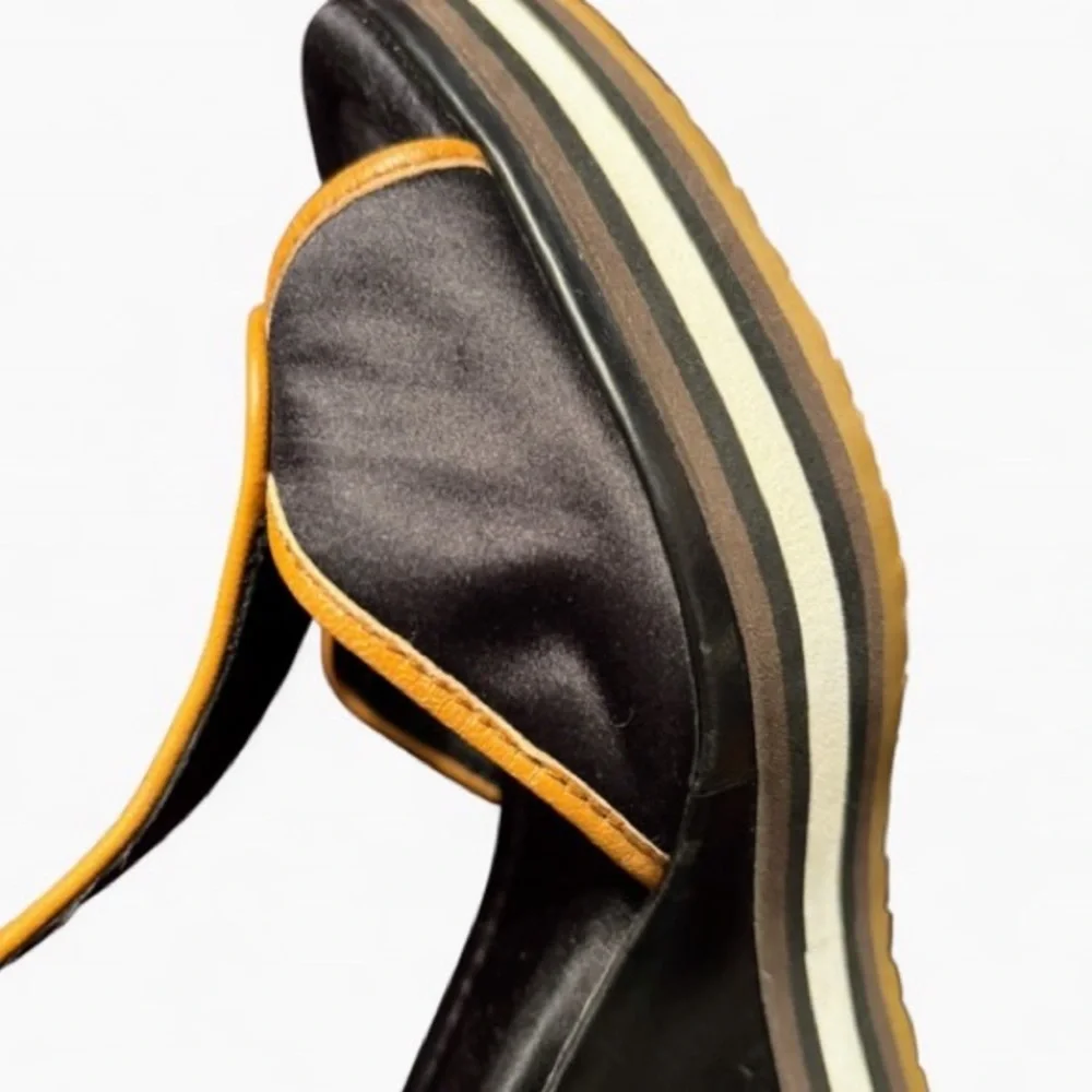 VINTAGE COLE HAAN AIR RICKI NIKE Wedge Sandals Women’s SZ 8 Black & Tan T-Strap